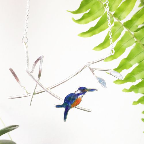 Kingfisher on the riverbank necklace